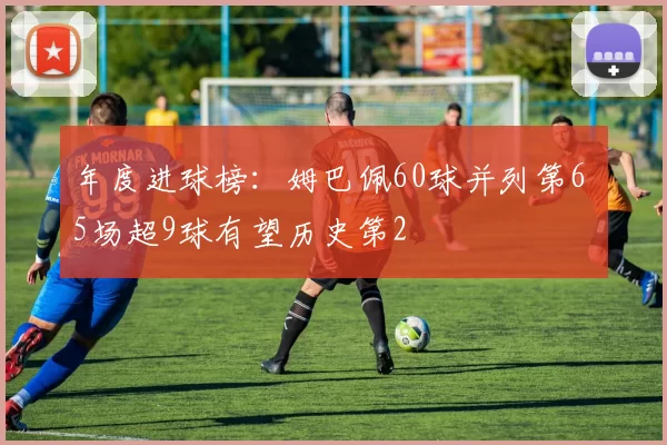 年度进球榜：姆巴佩60球并列第6 5场超9球有望历史第2